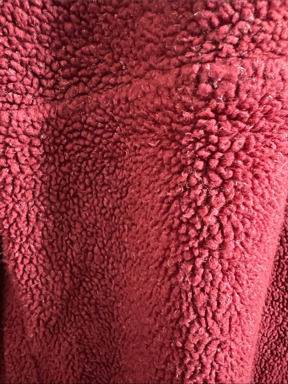 Vintage LLBean- 90’s Plush Sherpa Pullover Jacket in Deep Red - Picture 4 of 9